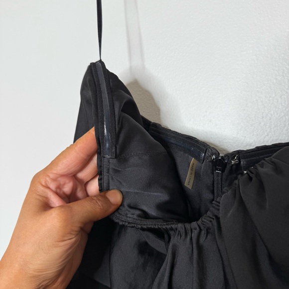 Rebecca Taylor Strapless Sateen Eyelash Tier Mini Little Black Dress Cocktail 6 - Picture 4 of 13